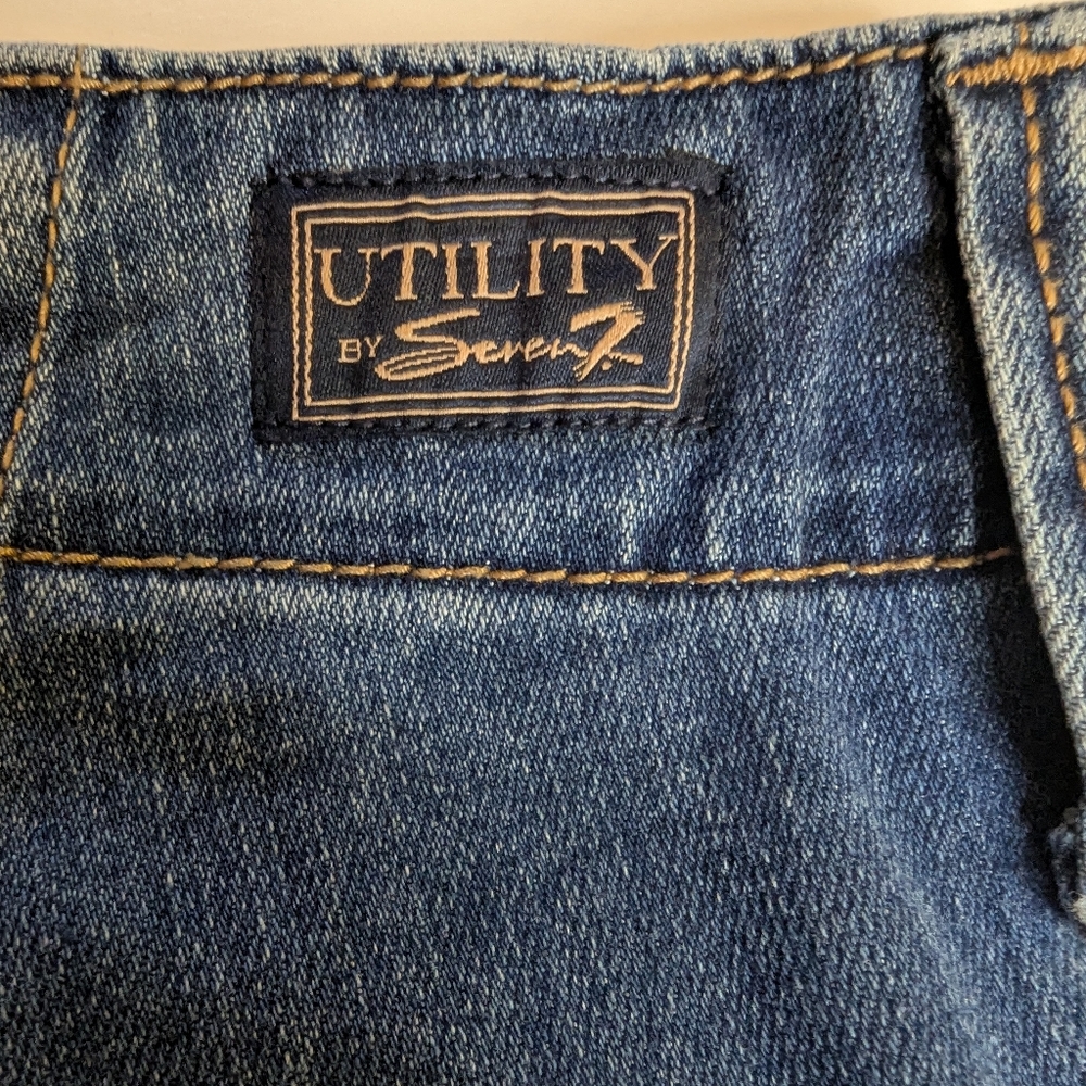 Seven7 Ulitity Denim Blue Mini Women's Skirt With Pockets, Size 14 - Picture 10 of 10